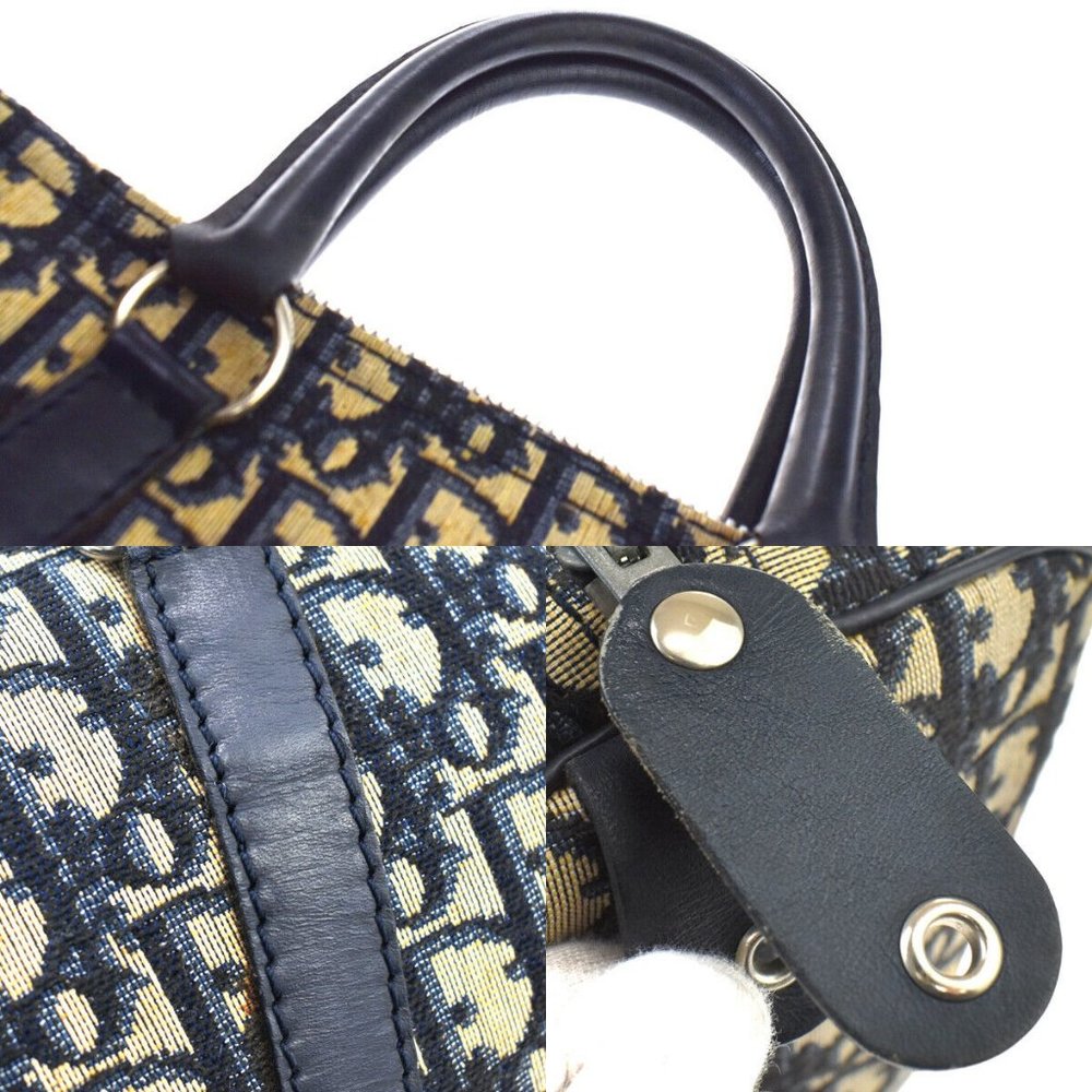 Christian Dior Trotter Pattern Hand Bag Canvas Le - Picture 8 of 10